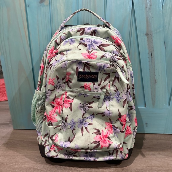 Jansport Bags Jan Sport Floral Rolling Backpack On Wheels Poshmark